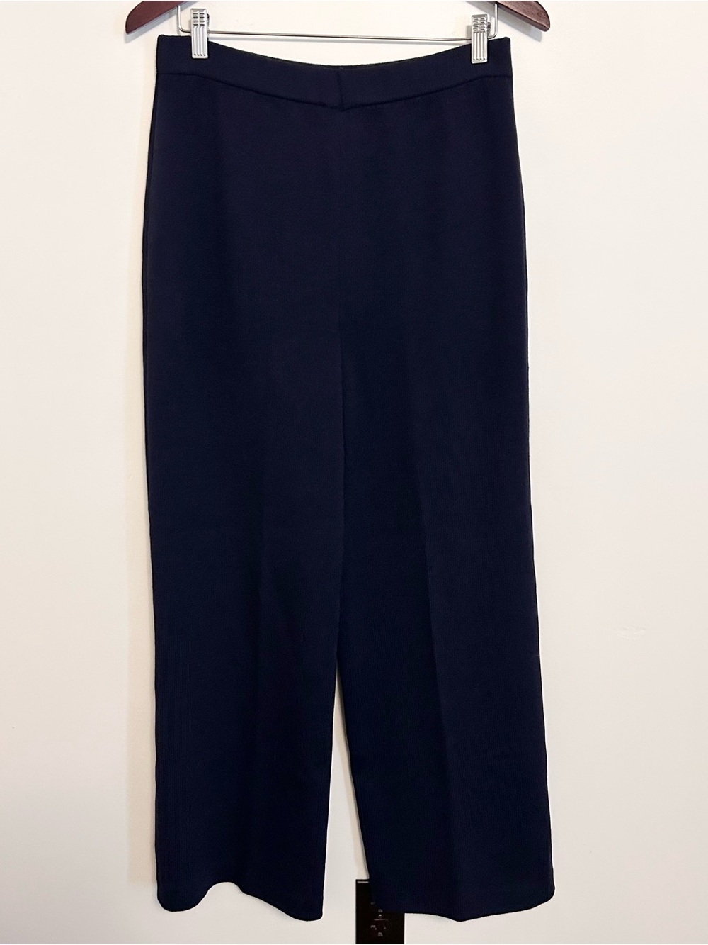 St. John Collection Santana Knit Navy Wide Leg Pants Pull-on Size 8 - Picture 5 of 7